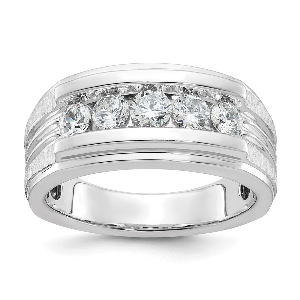 14k White Gold IBGoodman Men's Polished & Brushed 5-Stone Ring Mtg