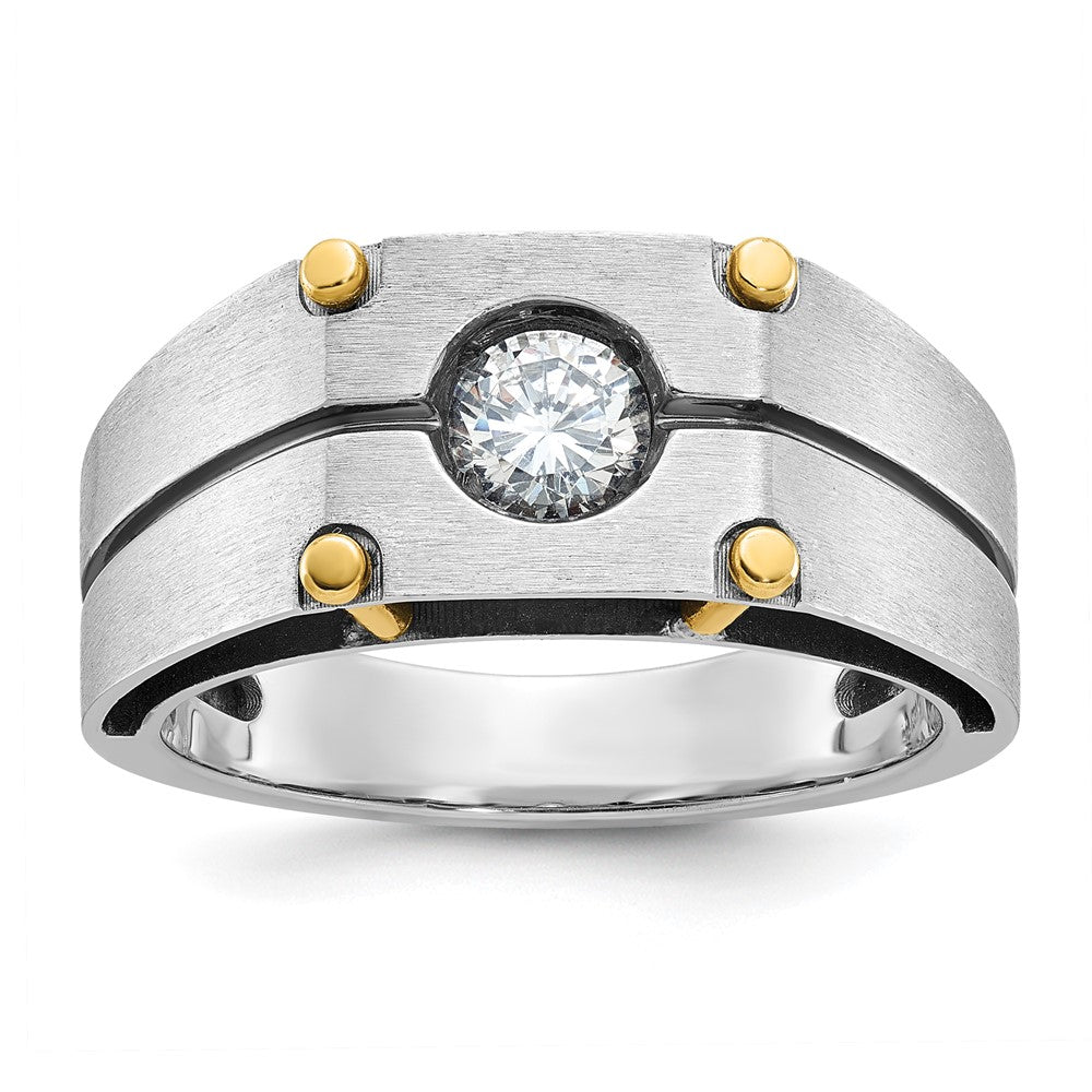 14k Two-tone IBGoodman Men's Polished and Satin Diamond Ring Mounting