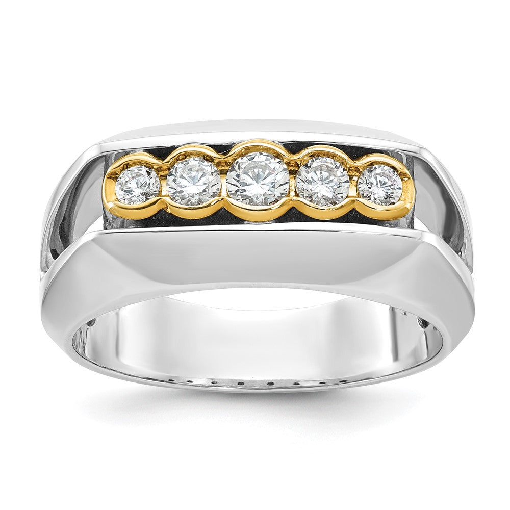 14ktt IBGoodman Men's Polished Graduated 5-Stone Diamond Ring
