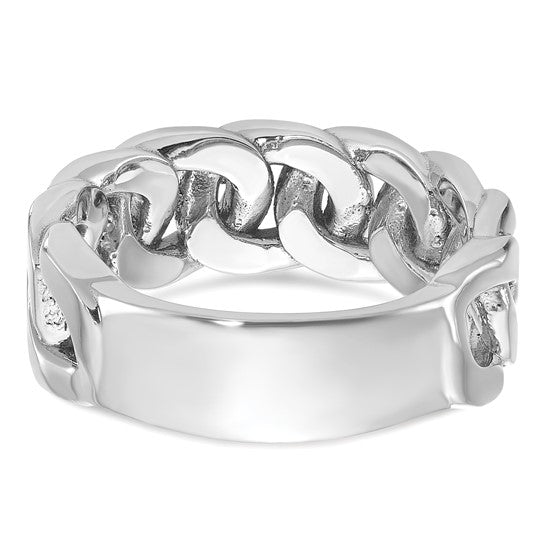 14k White Gold IBGoodman Men's Link Design 1/8 carat Diamond Complete Ring