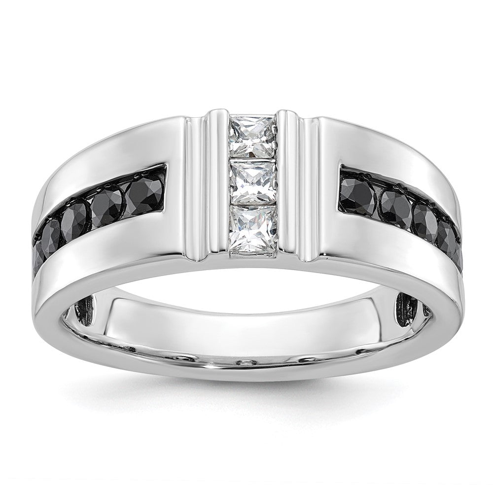 14k White Gold IBGoodman Men's Polished and Grooved Ring Mounting