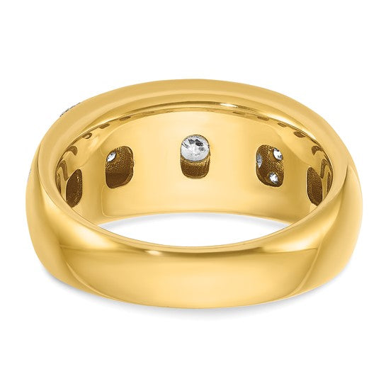 IBGoodman 14k with White Rhodium Men's Polished and Milgrain 1 Carat AA Quality Diamond Ring