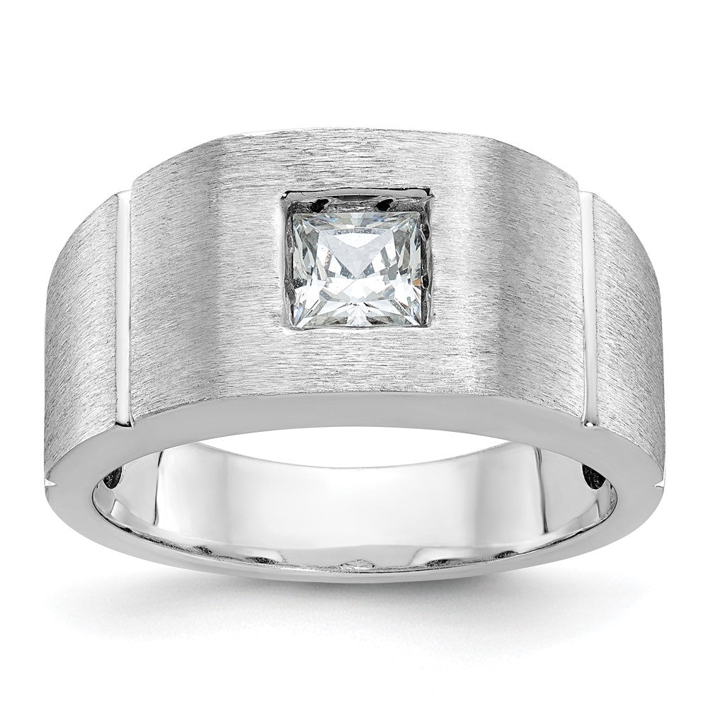 14k White Gold IBGoodman Men's Polished & Satin Solitaire Ring Mounting