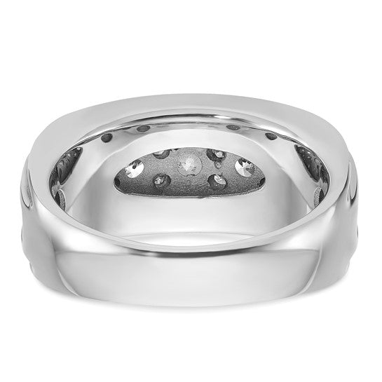 IBGoodman 14k White Gold Men's Polished and Grooved 1 3/4 Carat AA Quality Diamond Ring