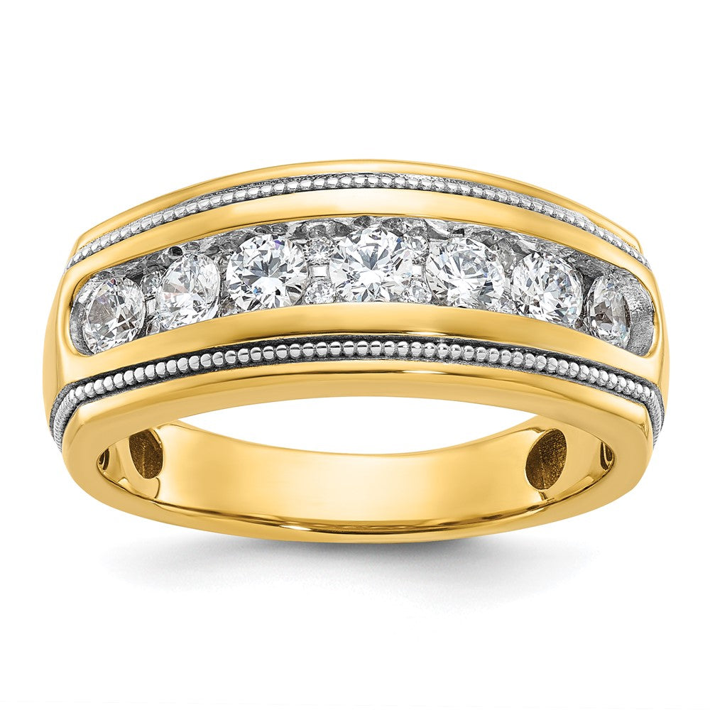 14k w/ White RH IBGoodman Men's Polished and Milgrain Diamond Ring
