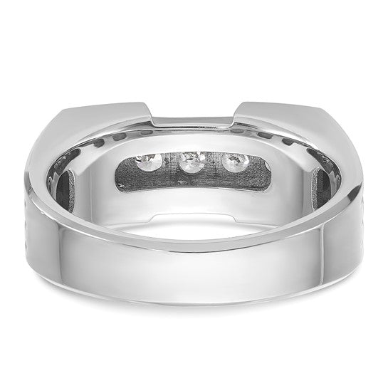 IBGoodman 14k Two-tone Men's Polished and Grooved 5-Stone 1/2 Carat AA Quality Diamond Ring