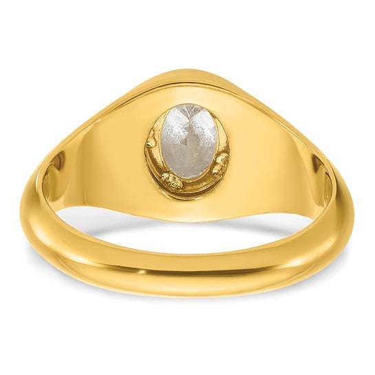 14k IBGoodman Men's Oval Complete Lab Grown Diamond Ring