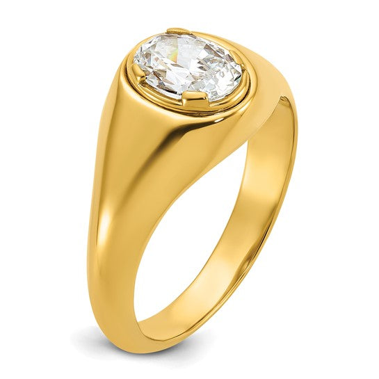 14k IBGoodman Men's Oval Complete Lab Grown Diamond Ring