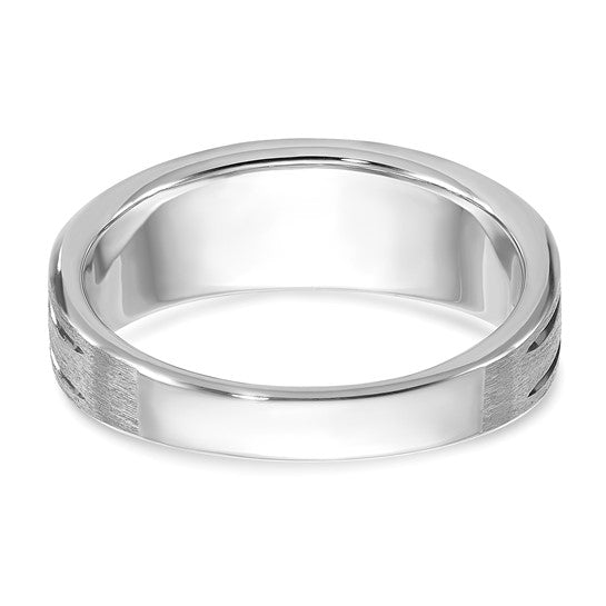 14k White Gold IBGoodman Men's Satin Lab Created Sapphire and 1/15 carat Diamond Complete Ring
