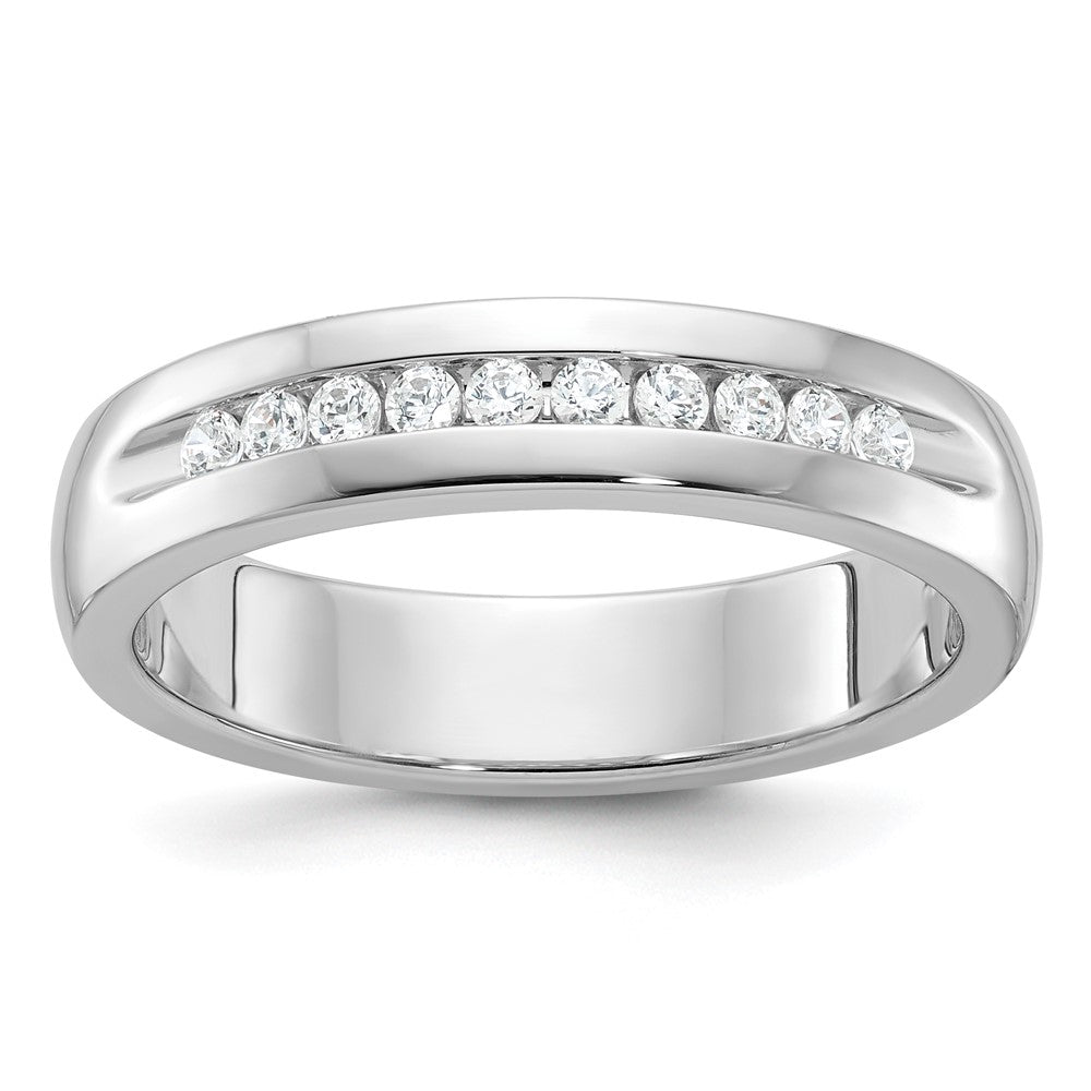 14kw IBGoodman Men's Polished & Grooved 10-Stone Dia Ring