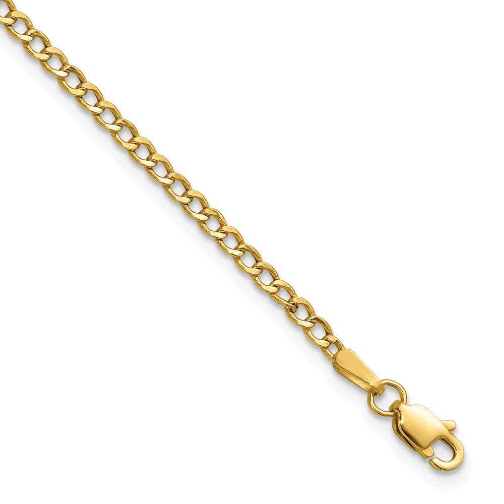 14k 2.5mm Semi-Solid Curb Chain Anklet