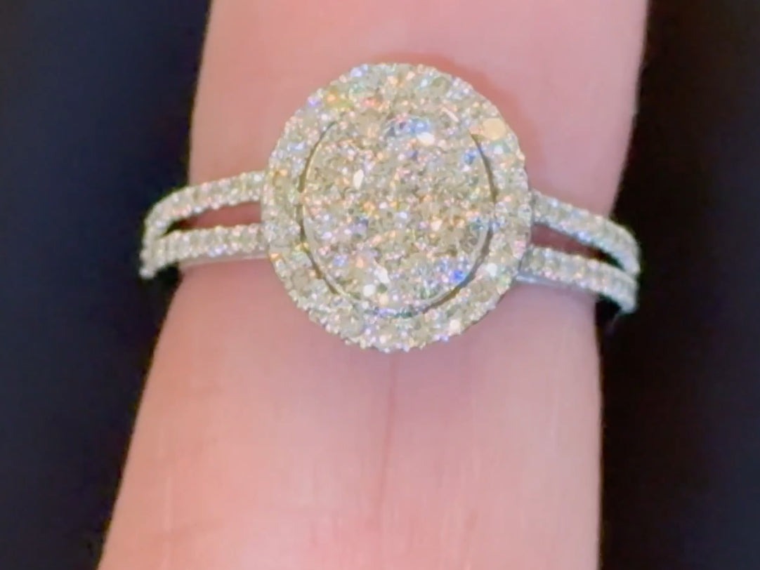 10K WHITE GOLD 1 CARAT REAL DIAMOND ENGAGEMENT RING WEDDING RING BRIDAL