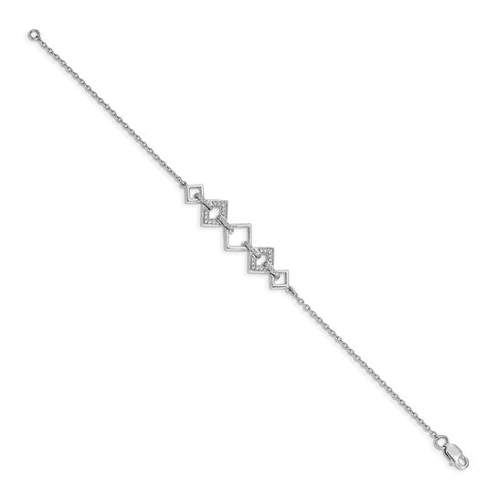 14k White Gold Diamond Squares Bracelet