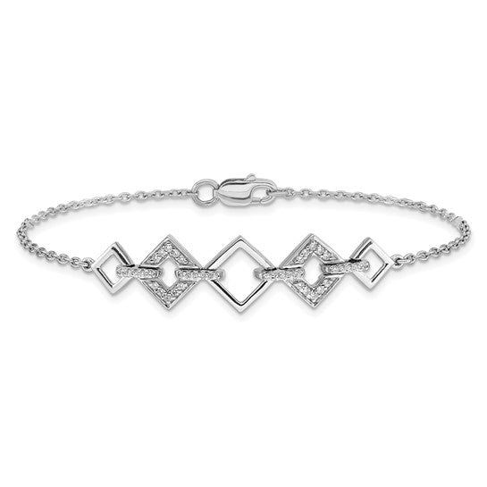 14k White Gold Diamond Squares Bracelet