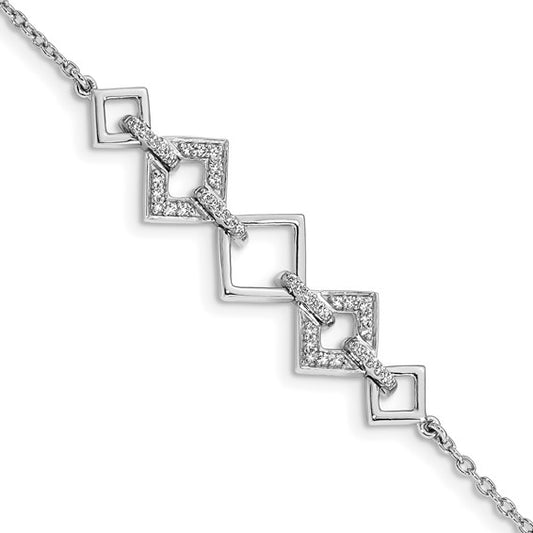 14k White Gold Diamond Squares Bracelet