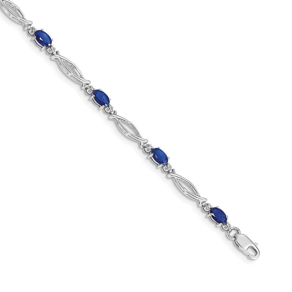 14k White Gold Diamond and Sapphire Bracelet