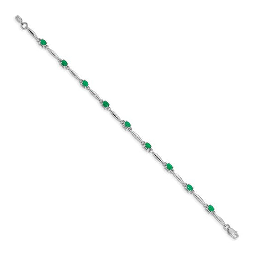 14k White Gold Diamond and Emerald Bracelet