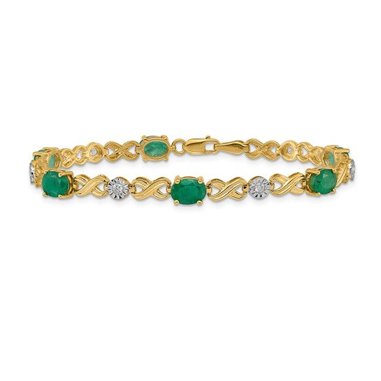 14k Diamond and Emerald Infinity Bracelet