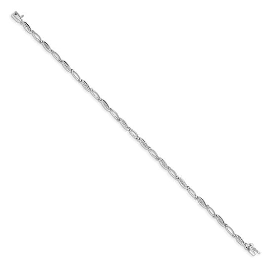 14k White Gold Diamond 7.5in Oval Link Bracelet