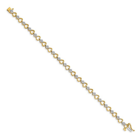 14k Diamond Heart Link Bracelet