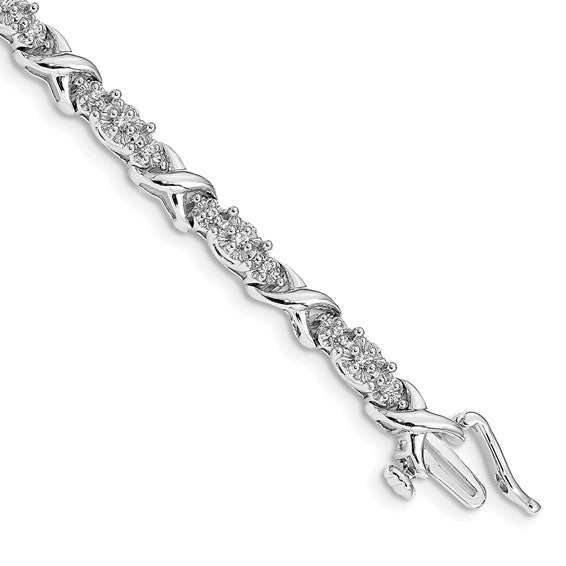 14k White Gold Diamond X Bracelet