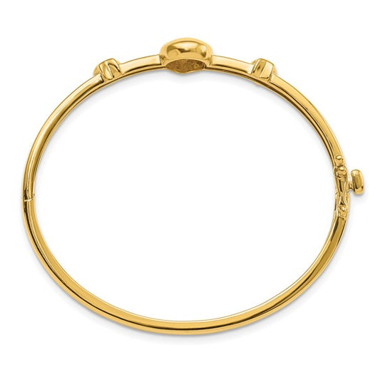 14k Polished Teardrop with Star Diamond 7in Hinged Bangle