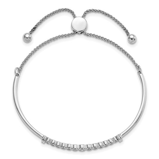 14K White Gold Lab Grown Diamond VS/SI GH, Bar Adjustable Bracelet