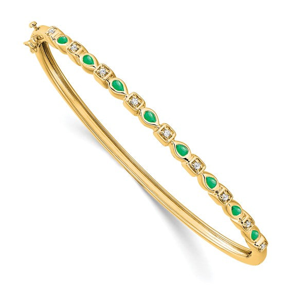 14k Emerald and Diamond Bangle