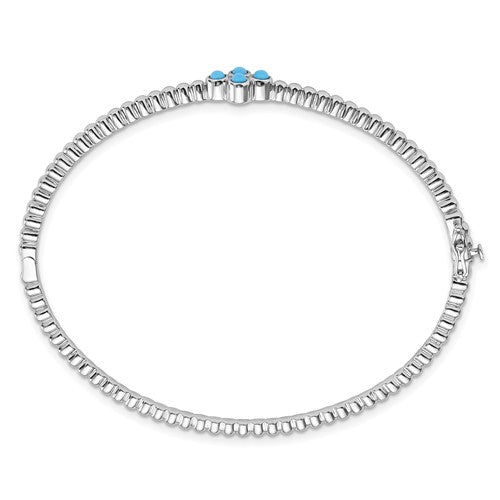 14k White Gold Turquoise Bangle