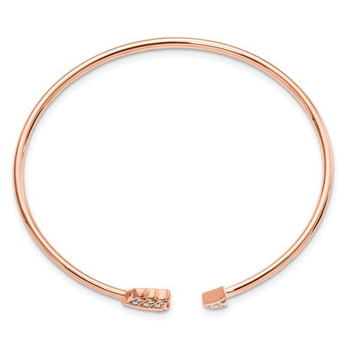 14k Rose Gold Diamond Arrow Cuff Bangle