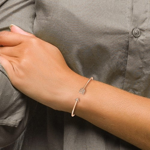 14k Rose Gold Diamond Arrow Cuff Bangle