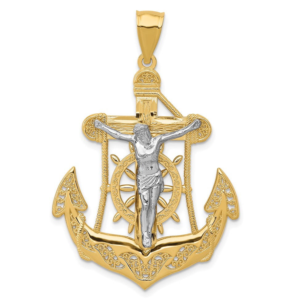 14k Two-tone Mariner's Crucifix Pendant
