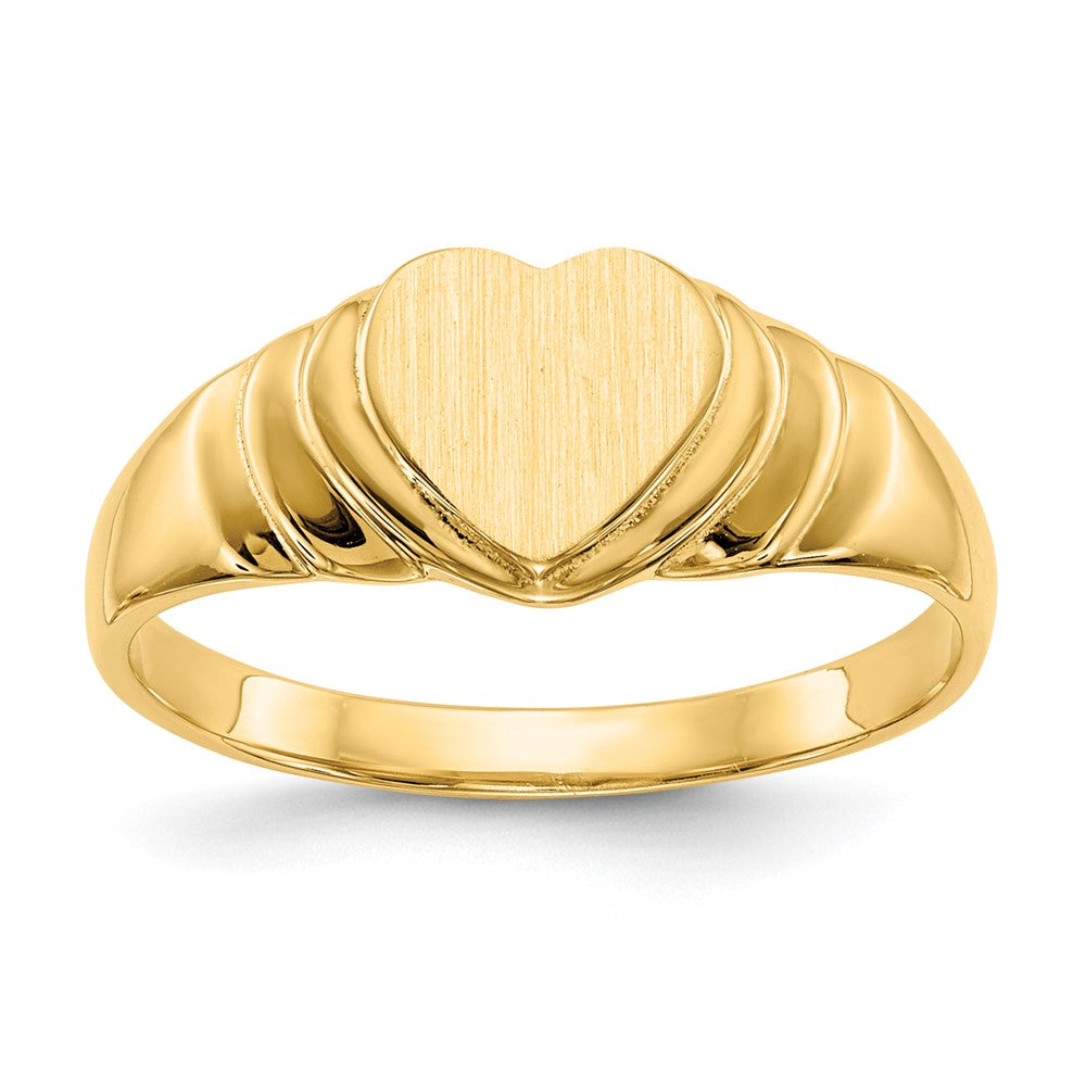 18k 6.75x6.75mm Closed Back Children's Heart Signet Ring