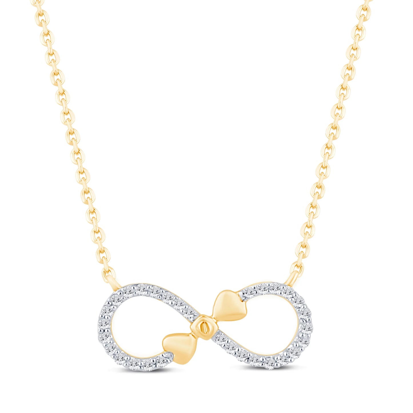 10K YELLOW GOLD .20 CARAT REAL DIAMOND PENDANT NECKLACE WITH GOLD CHAIN