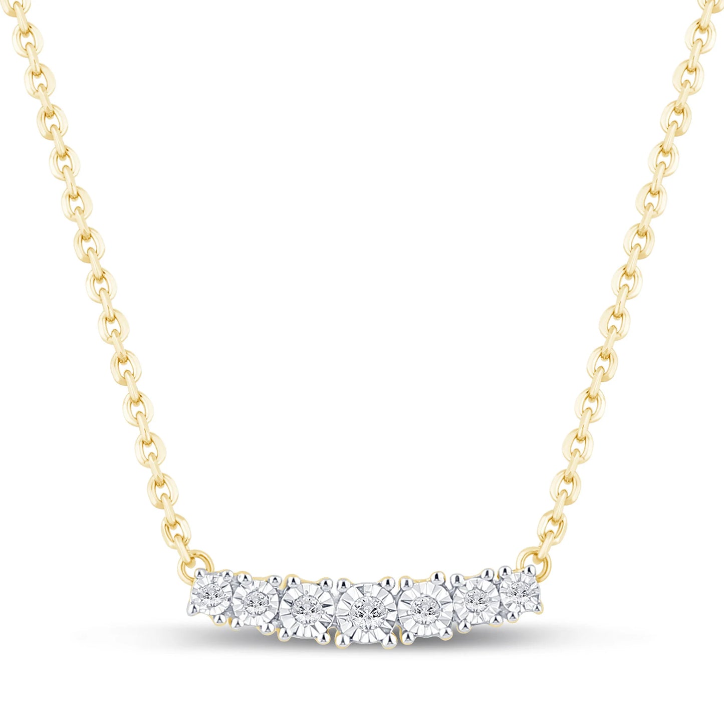 10K YELLOW GOLD .10 CARAT REAL DIAMOND PENDANT NECKLACE WITH GOLD CHAIN