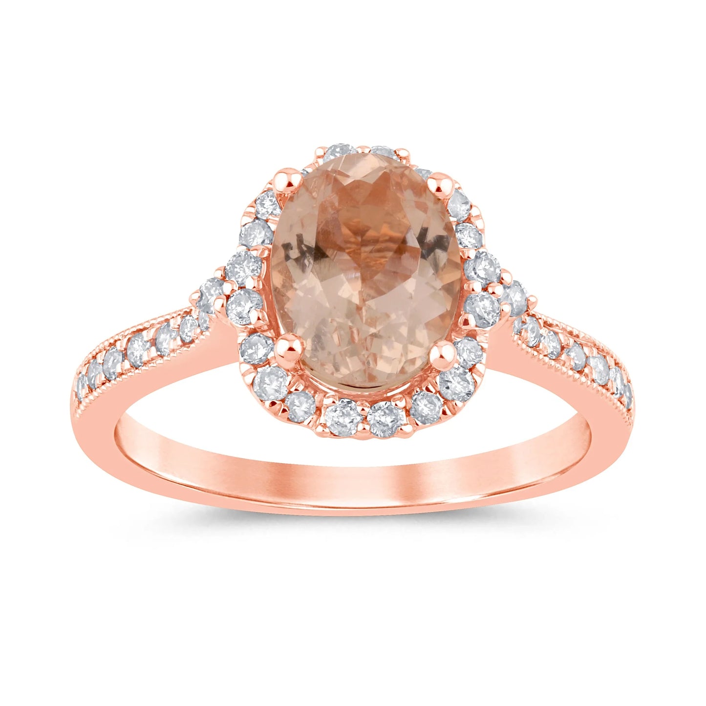 10K ROSE GOLD 2.25 CARAT DIAMOND & MORGANITE RING