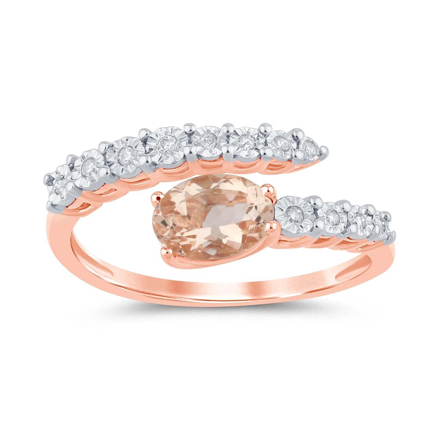10K ROSE GOLD .90 CARAT DIAMOND & MORGANITE RING