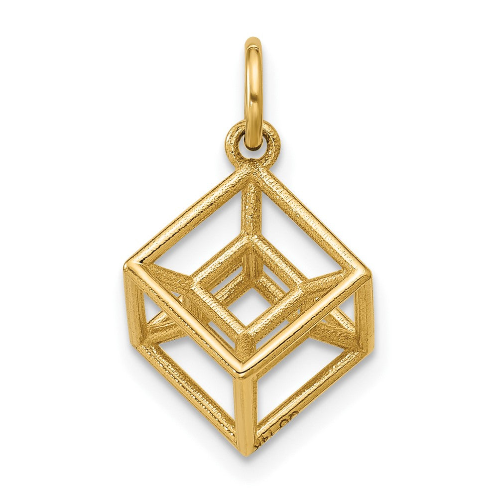 14K Polished Hypercube Shape Pendant