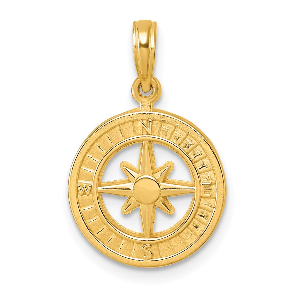 14K Polished Compass Pendant