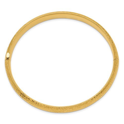 14k 5/16 Diamond-cut Fancy Hinged Bangle Bracelet
