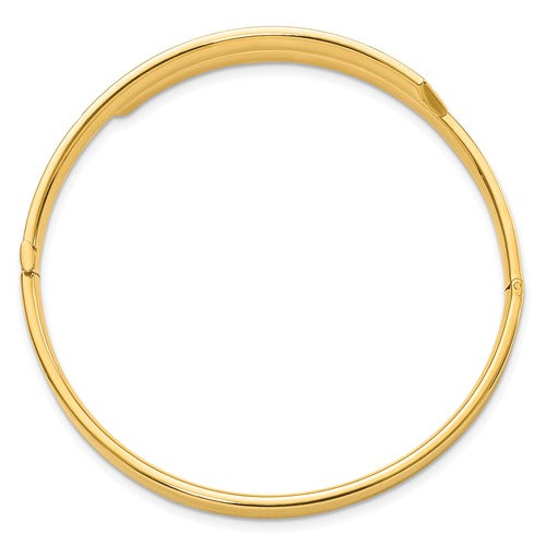 14ky 3/16 Polished and Diamond-cut Overlap Hinged Bangle