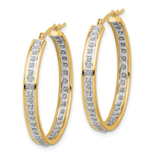 14K Diamond Fascination In/Out Hoop Earrings