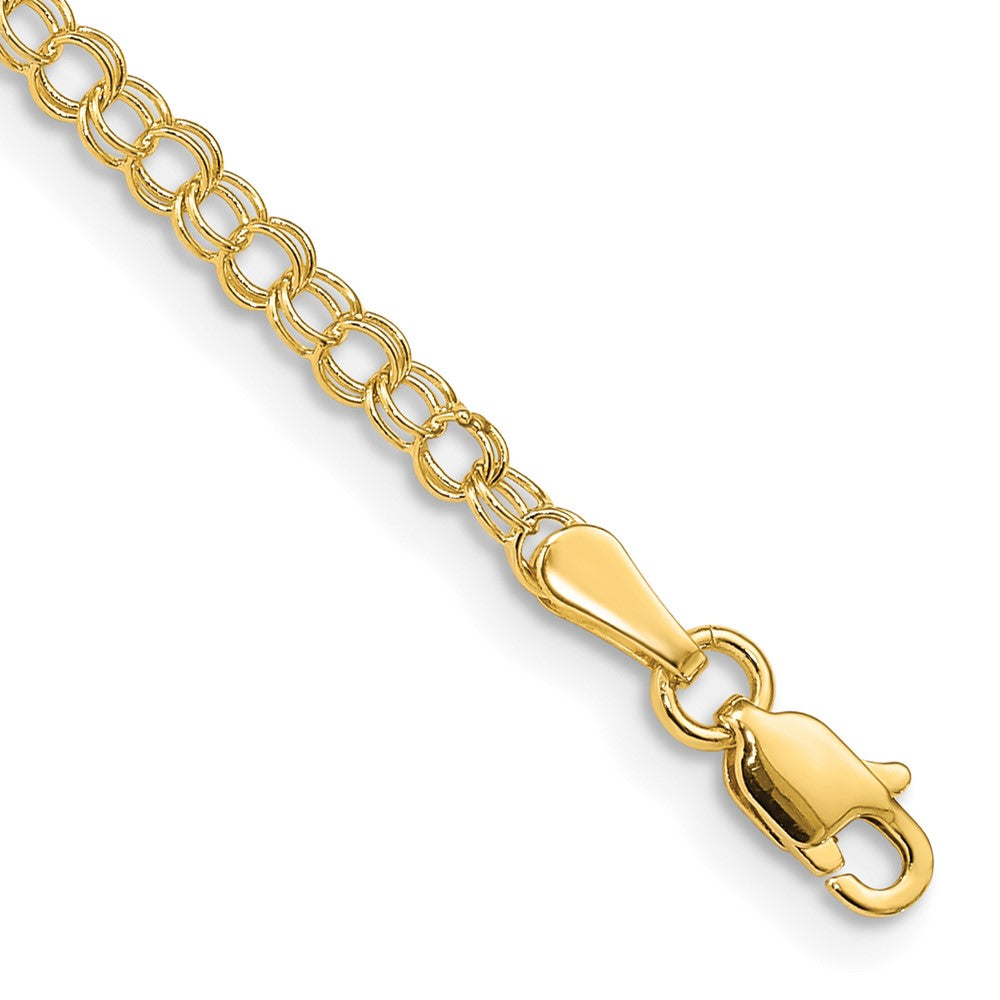14k 3mm Solid Double Link Charm Anklet