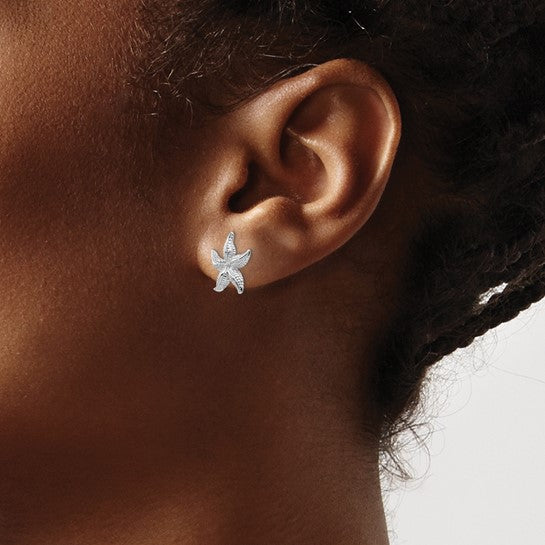 14k White Gold Starfish Earrings