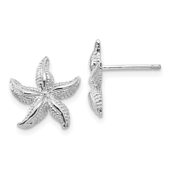 14k White Gold Starfish Earrings