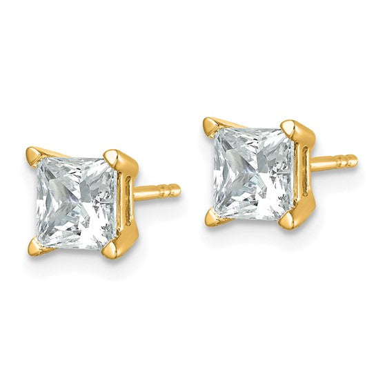 14ky 2ctw Certified VS/SI GH Lab Grown Princess Diamond 4-Prg Earrings