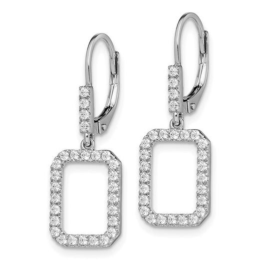 14K White Gold Lab Grown Diamond VS/SI GH, Rectangle Leverback Earr