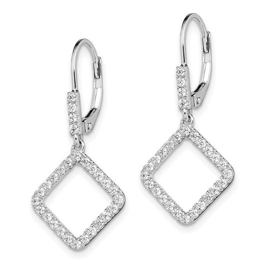 14K White Gold Lab Grown Diamond VS/SI GH, Square Leverback Earring