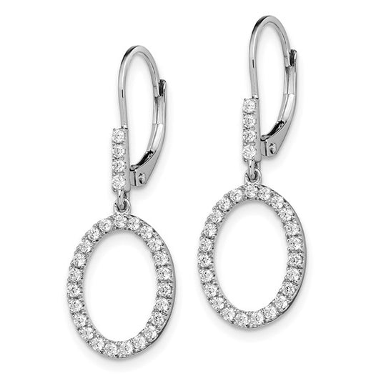 14K White Gold Lab Grown Diamond VS/SI GH, Oval Leverback Earrings
