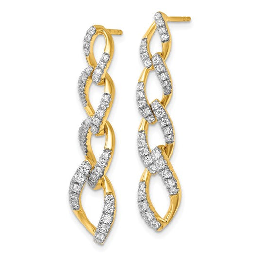 14K Lab Grown Diamond VS/SI GH, Twisted Link Post Dangle Earrings
